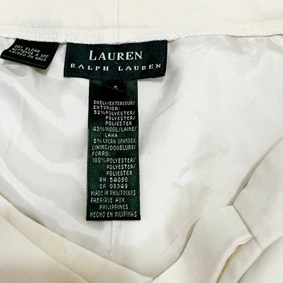 VTG Lauren Ralph Lauren Pants Womens Size 4 Cream Wool Blend Straight Leg - Picture 3 of 3
